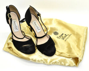 B2 Auth COMME IL FAUT Black Suede Criss Cross Strap Tango Dance Shoes Size 35